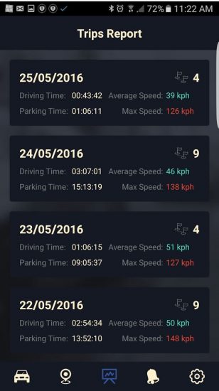 cobra-code-iot-automotive-app-trips-report-screen